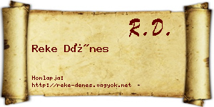 Reke Dénes névjegykártya